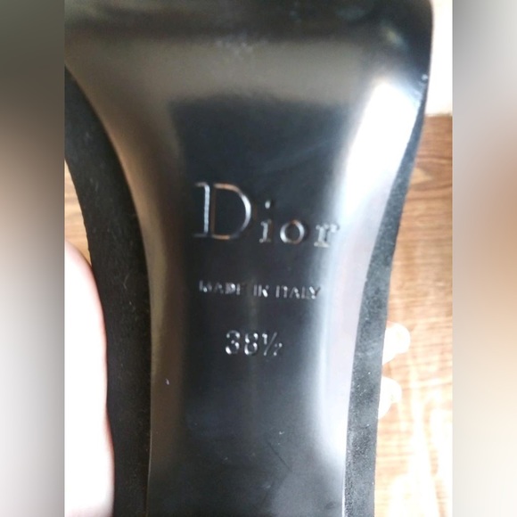 Christian Dior black suede pointy  shoes with silver tone heels. New, size 38.5 - Picture 7 of 8